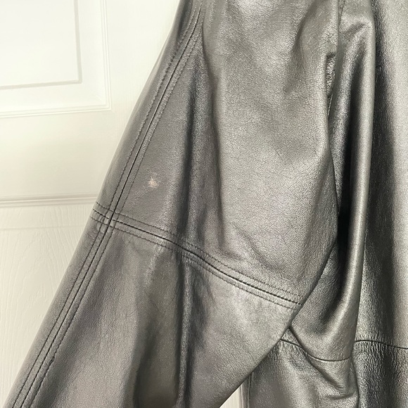 Vintage Black Leather and Fur Coat - Picture 9 of 10